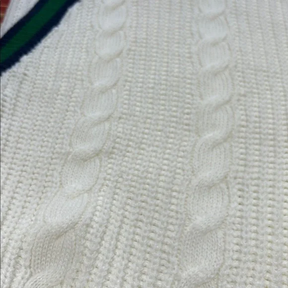Almost Famous Women’s Cream Cable Knit Varsity Cricket Cardigan Large NWOT - Picture 11 of 12